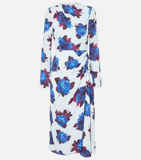 erdem draped gathered stretch crepe midi dress Erdem Draped Floral-print Crinkled-crepe Midi Dress - Women - Pastel pink Dresses