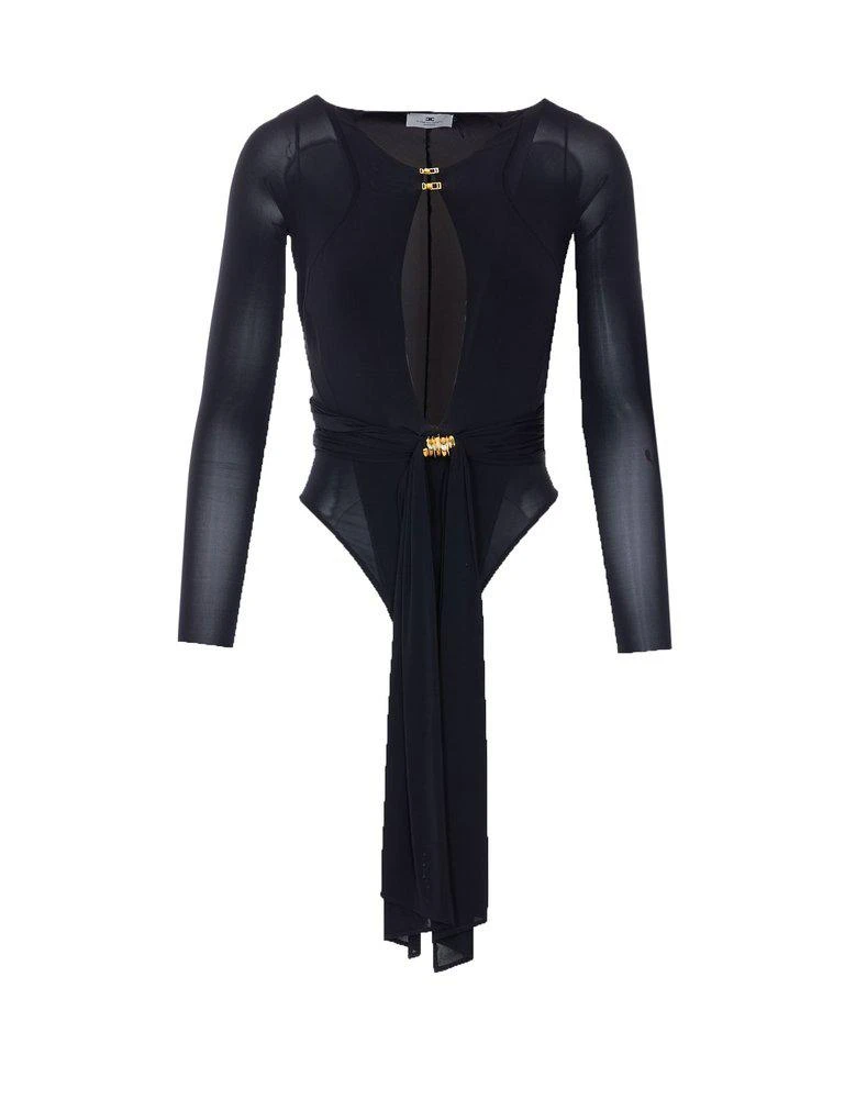 ELISABETTA FRANCHI Elisabetta Franchi Cut-Out Long-Sleeve Bodysuit Top