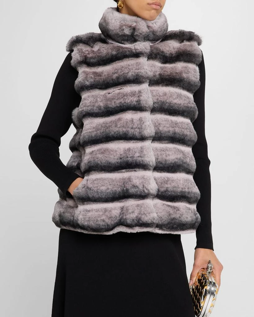 Theia Horizontal Chinchilla-Like Faux Fur Vest 4