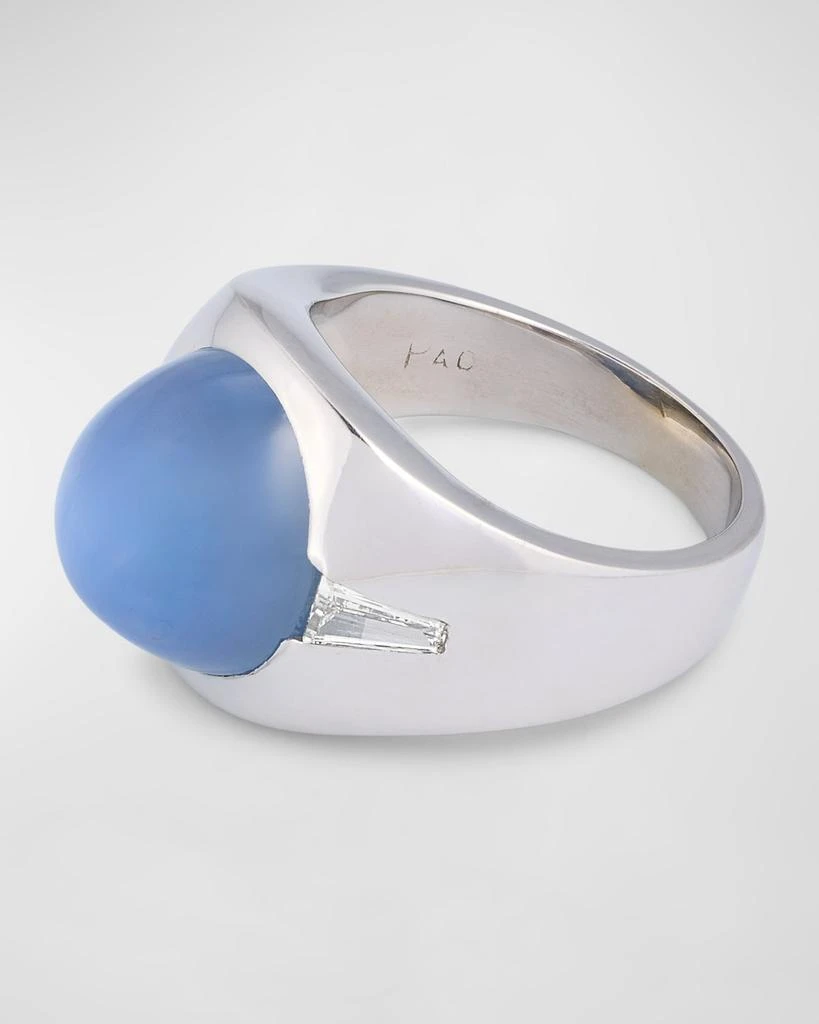 NM Estate Estate Gents 14K White Gold and Sapphire Gypsy Ring 3