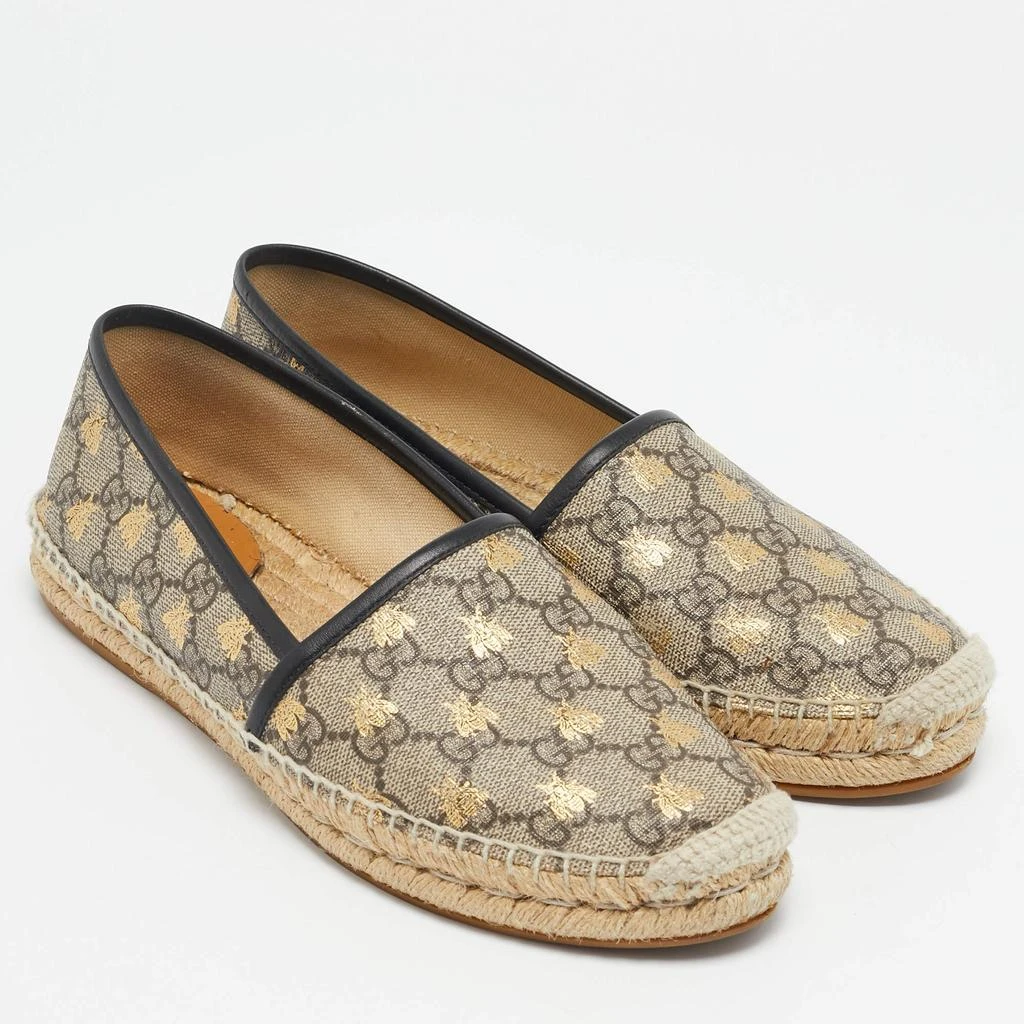 Gucci Gucci Beige/Brown GG Supreme Canvas Bee Espadrilles Flats Size 38 4