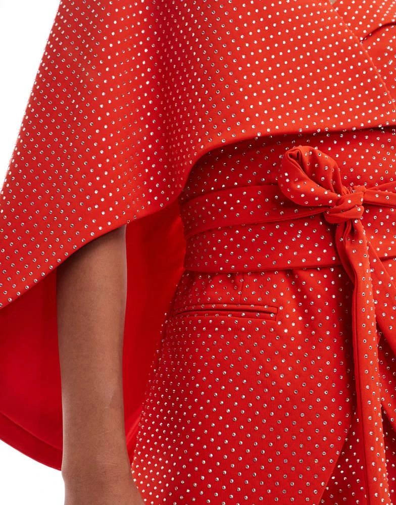Lavish Alice Lavish Alice crystal embellished classic cape blazer in red 2