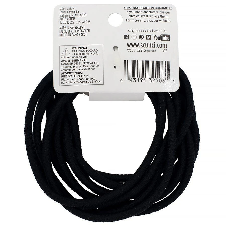 Scunci No-Damage Nylon Hair Elastics for Extra Thick Hair 2