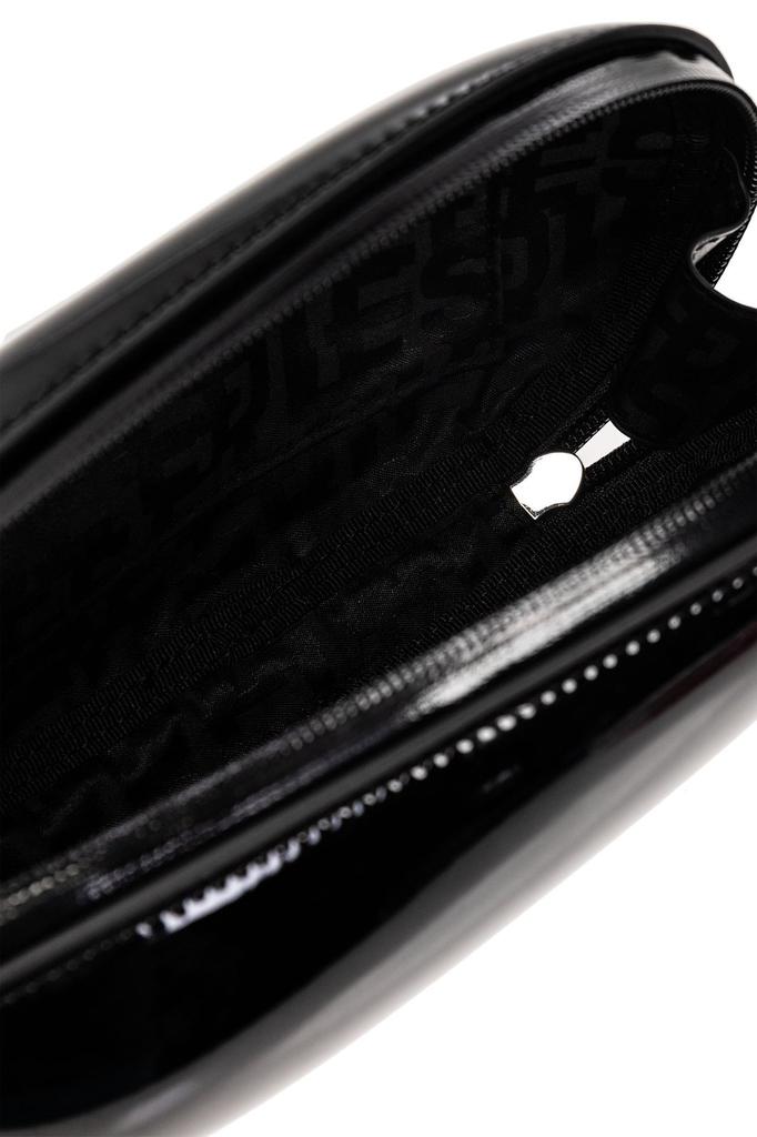 【DIESEL】1DR FOLD CLUTCH BAG BLACK Women's 1-DR Fold-Structured oval clutch in glossy PU