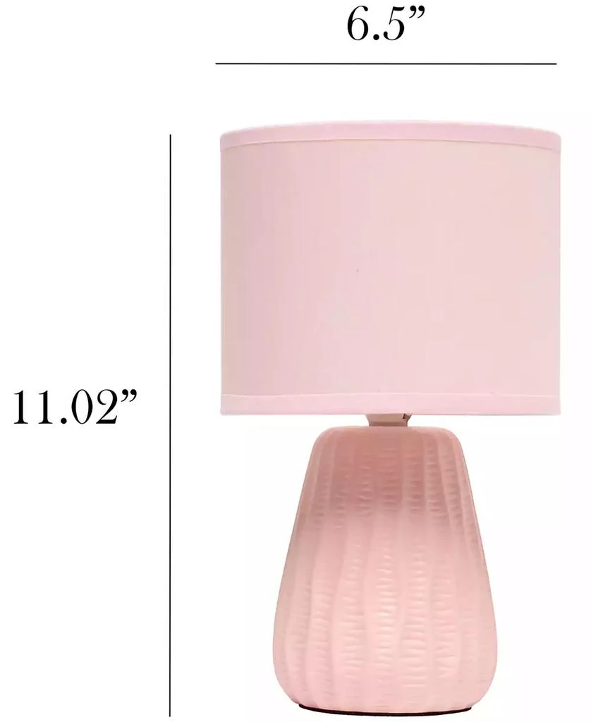 Simple Designs 11.02" Traditional Mini Modern Ceramic Texture Pastel Accent Bedside Table Desk Lamp with Matching Fabric Shade 43