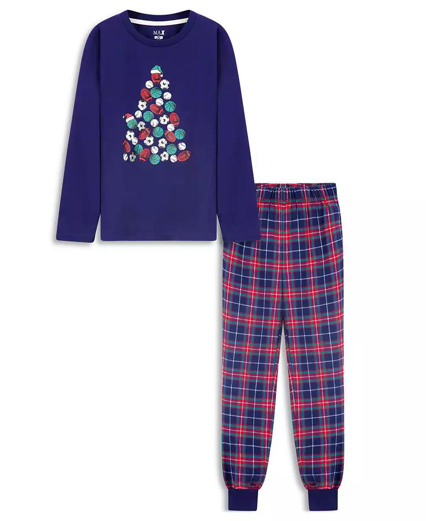 Sleep On It Boys Holiday Flannel Plaid Jogger Pant 2 pc Pajama Set