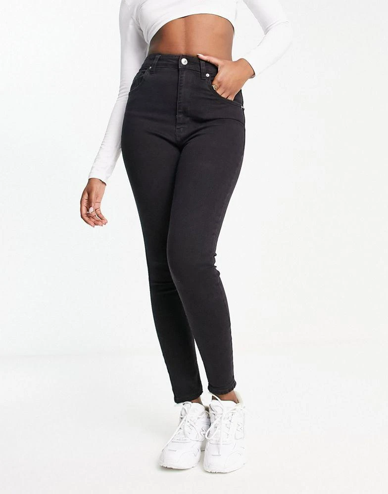 Bershka Bershka high waist skinny jean in black 1