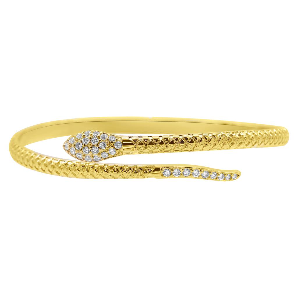 ADORNIA 14K Gold Plated Adjustable Crystal Snake Cuff