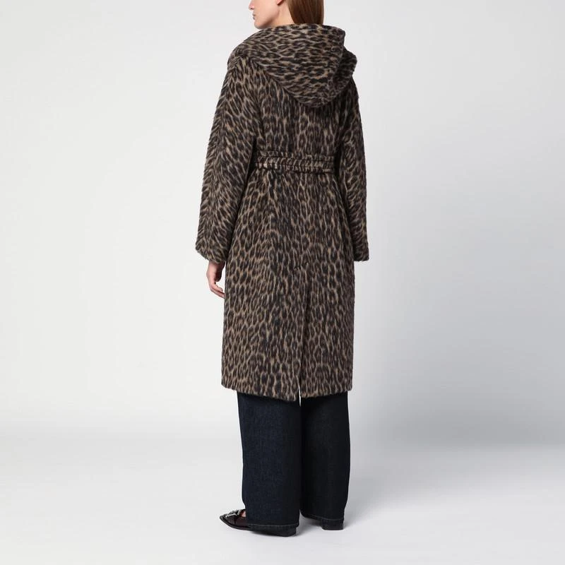 TAGLIATORE Wool blend leopard print dressing gown coat 3