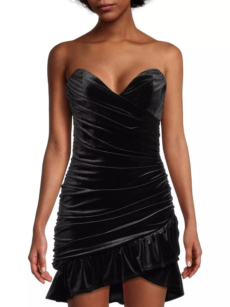 Katie May Velvet Strapless Ruched Minidress 3