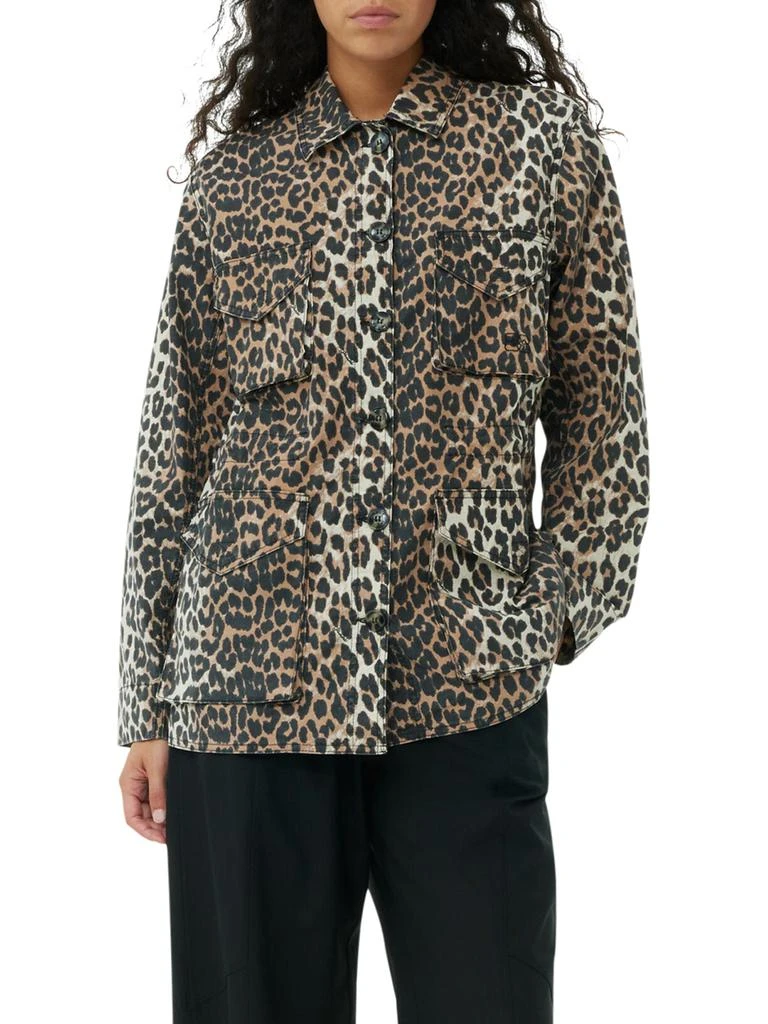 Ganni LEOPARD COTTON CANVAS JACKET 4