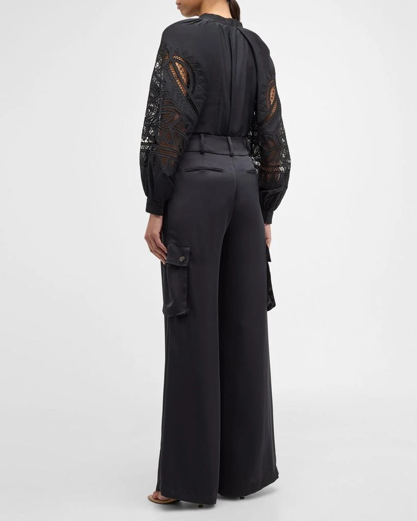 Kobi Halperin Brynlee Embroidered Cutout Button-Down Blouse 4