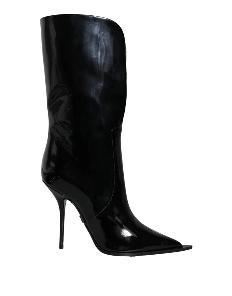 Dolce & Gabbana Patent Leather Mid Calf Boots Women's Shoes 1