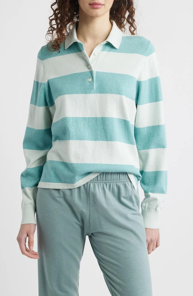 Wyeth Stripe Cotton 
Cashmere Polo Sweater 1