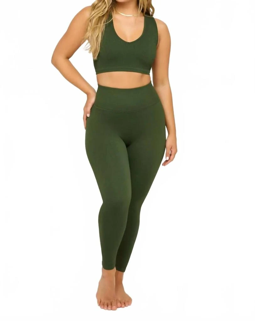 Spiritual Gangster Women
s Love Sculpt Legging In Green 2