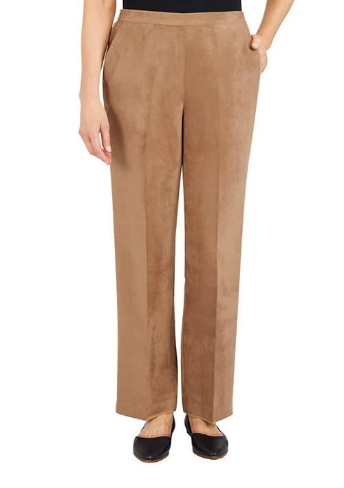 Alfred Dunner Dunner Plus Size Copper Canyon Suede Pull On Straight Leg Pants In Short Length 1