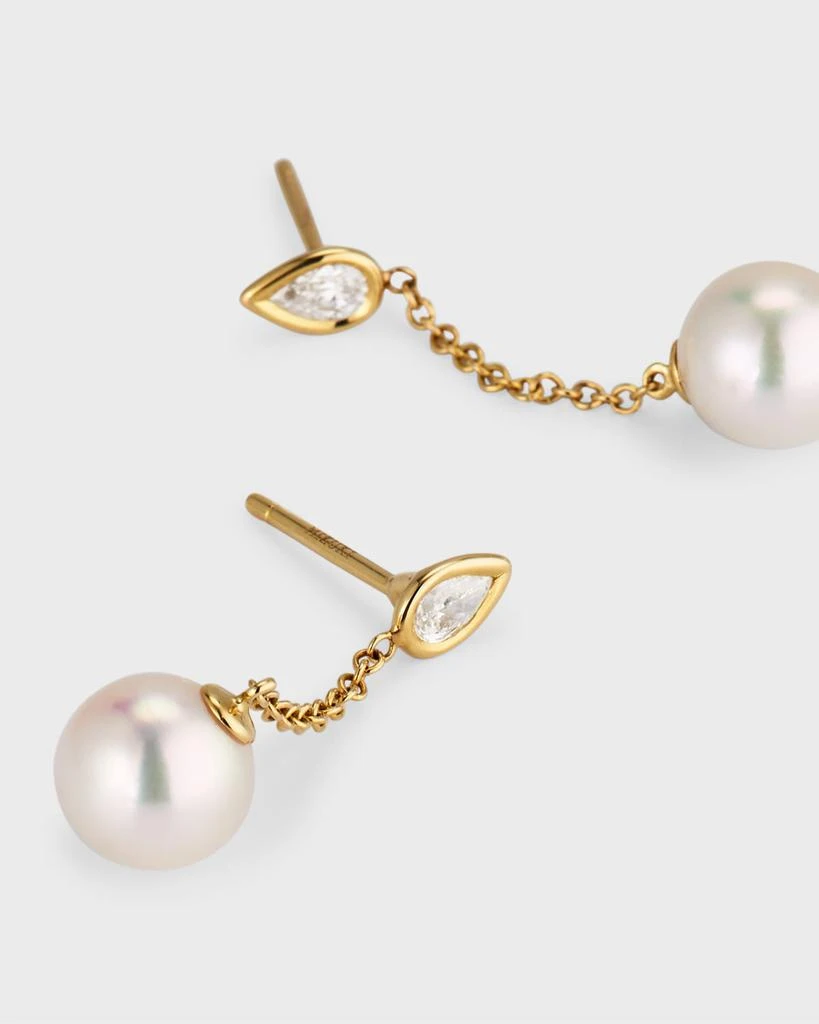 Mizuki 14k Gold Single-Pearl Drop Earrings with Diamonds 3