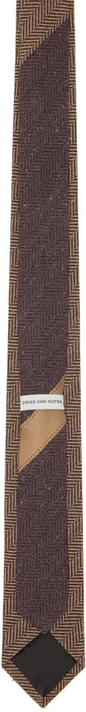Dries Van Noten Brown Herringbone Tie 2