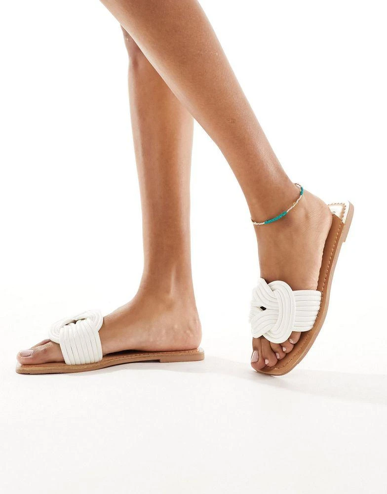 ASOS ASOS DESIGN Fifi woven mule flat sandals in white 4