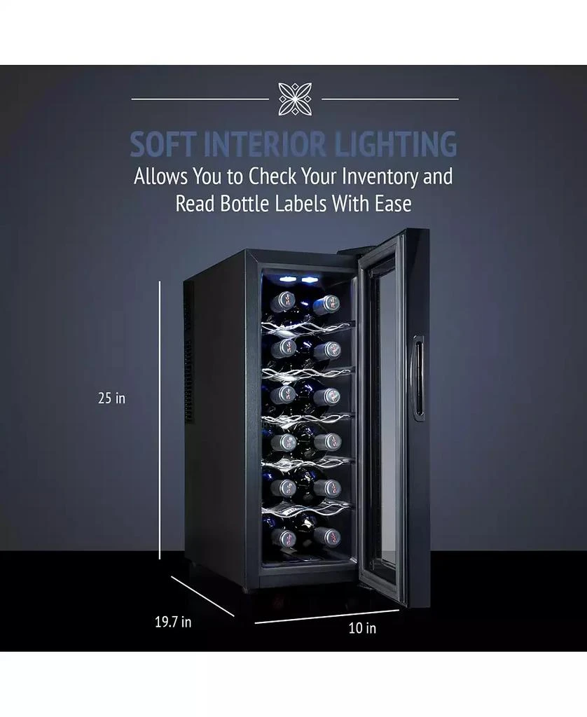 Ivation 12-Bottle Freestanding Thermoelectric Wine Cooler - Black 2