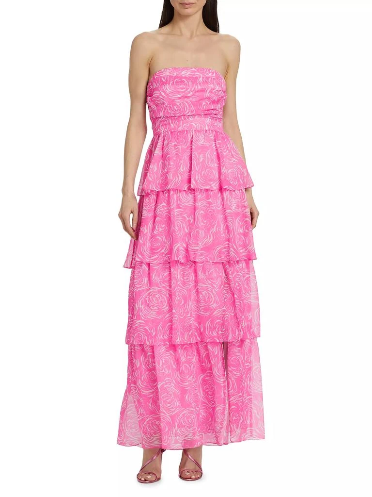 Amanda Uprichard Gaston Tiered Floral Strapless Maxi Dress 3