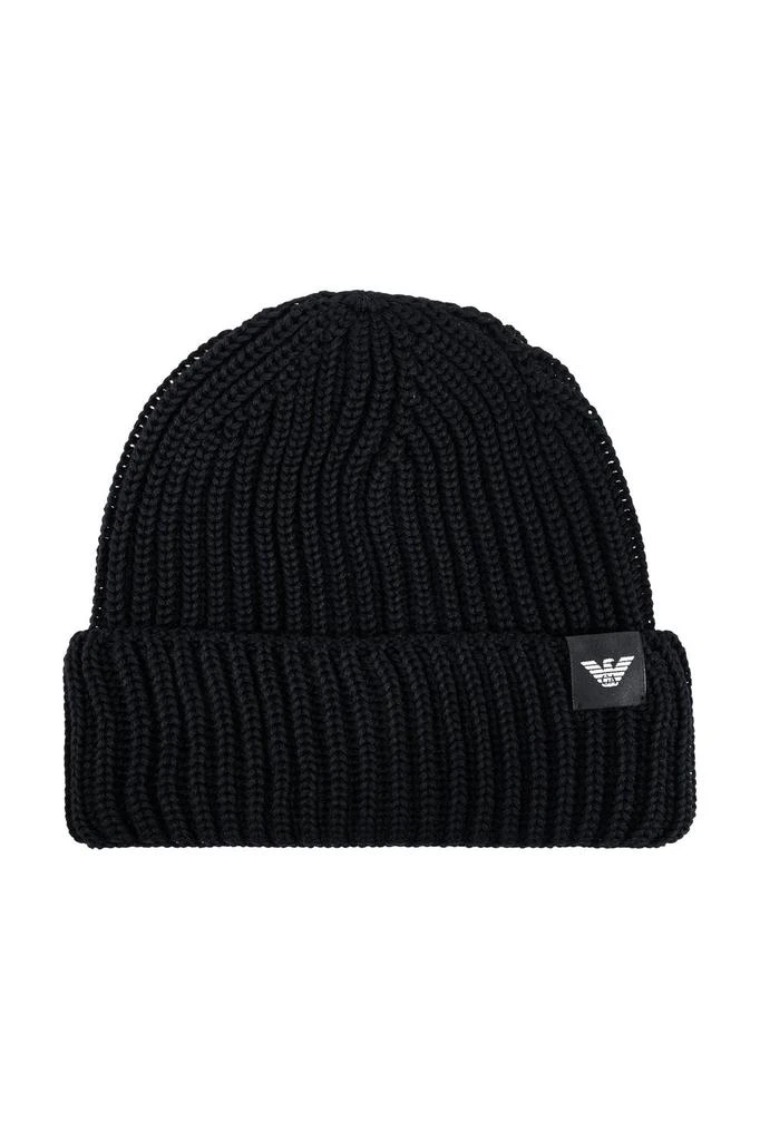 Emporio Armani Emporio Armani Logo Patch Turn-Up Brim Knitted Beanie 1