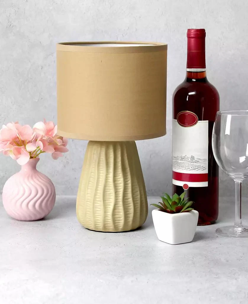 Simple Designs 11.02" Traditional Mini Modern Ceramic Texture Pastel Accent Bedside Table Desk Lamp with Matching Fabric Shade 15