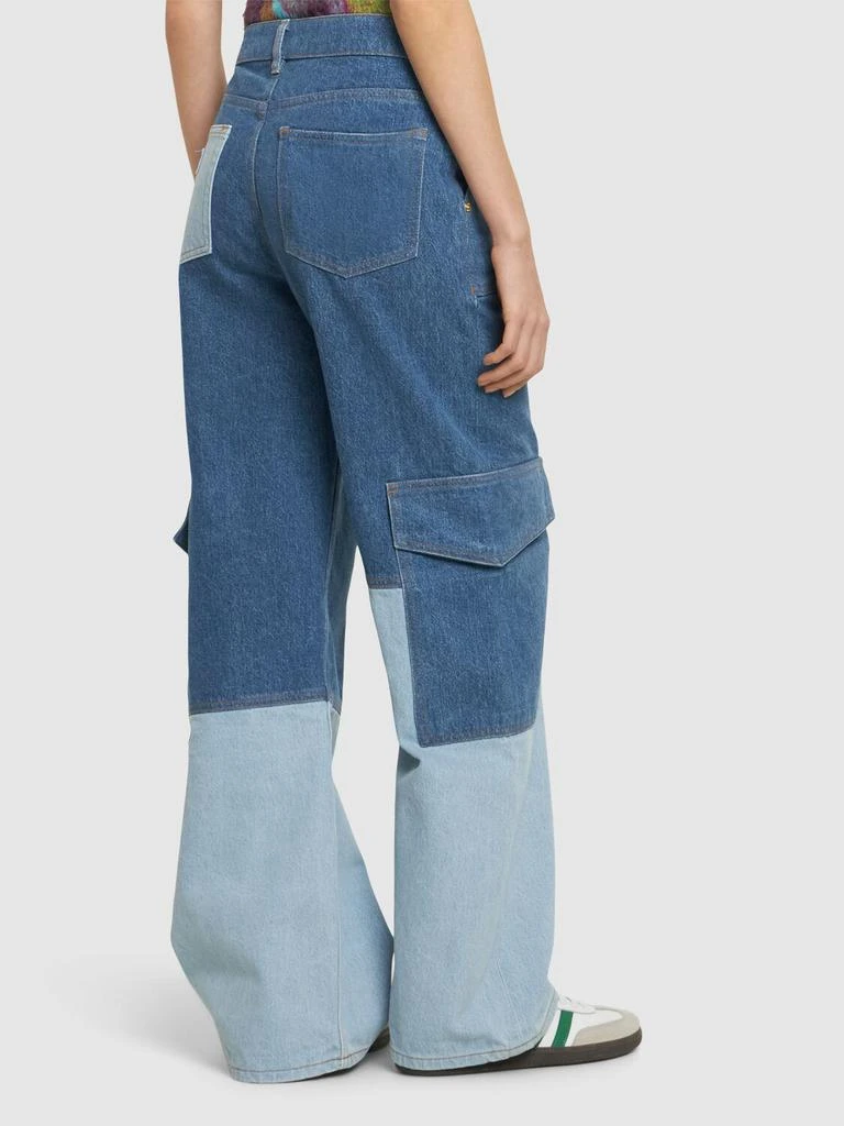 Ganni High Rise Cotton Denim Cargo Jeans 2