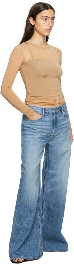 LVIR Beige Contrast Mesh Long Sleeve T-Shirt 5