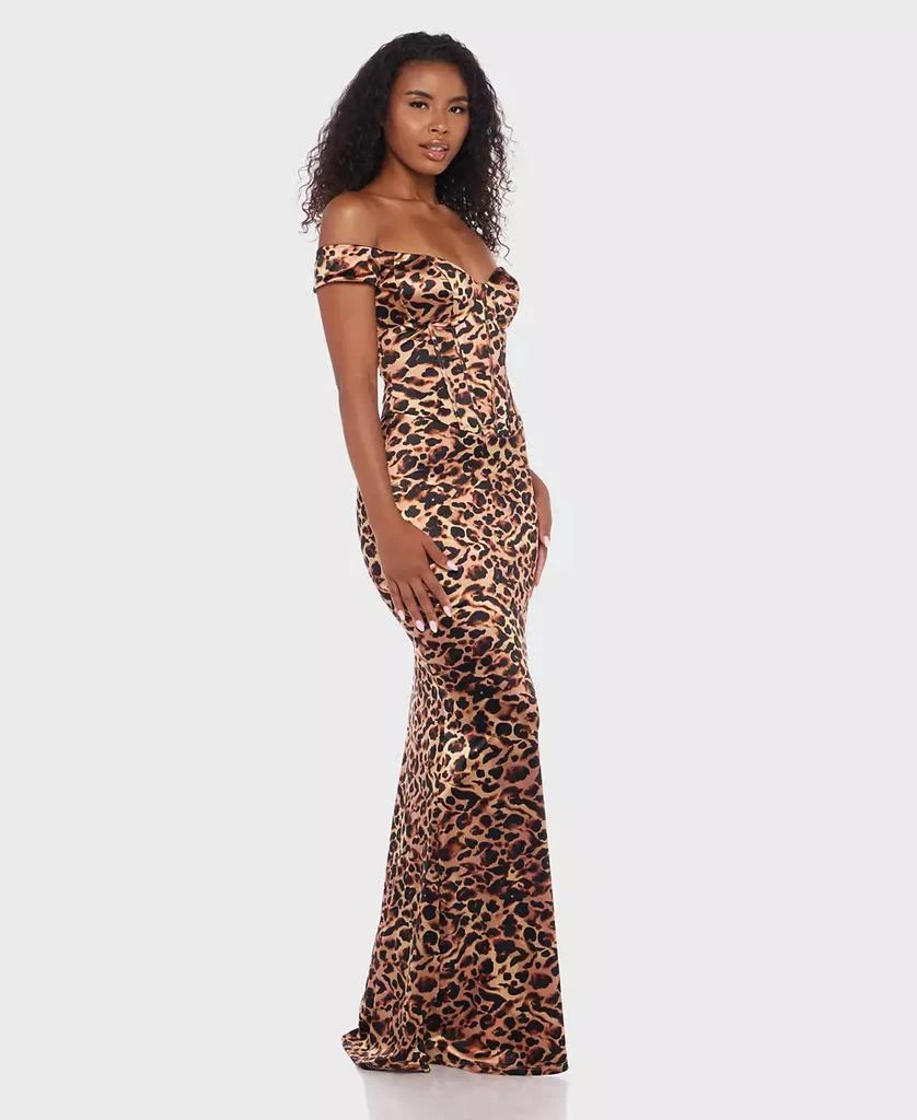 Alex & Sophia Juniors' Animal Print Off-The-Shoulder Long Dress 3
