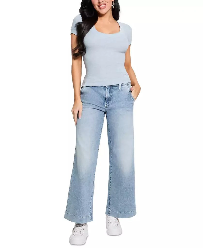 GUESS Women's Zoya Faded Mid-Rise Wide-Leg Jeans 1