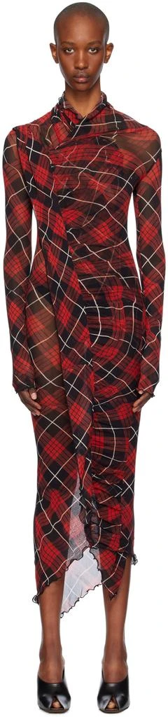 open lace back dress All I Want Red Tartan Plaid Midi Dress, Medium - The Mint Julep Boutique main image 0
