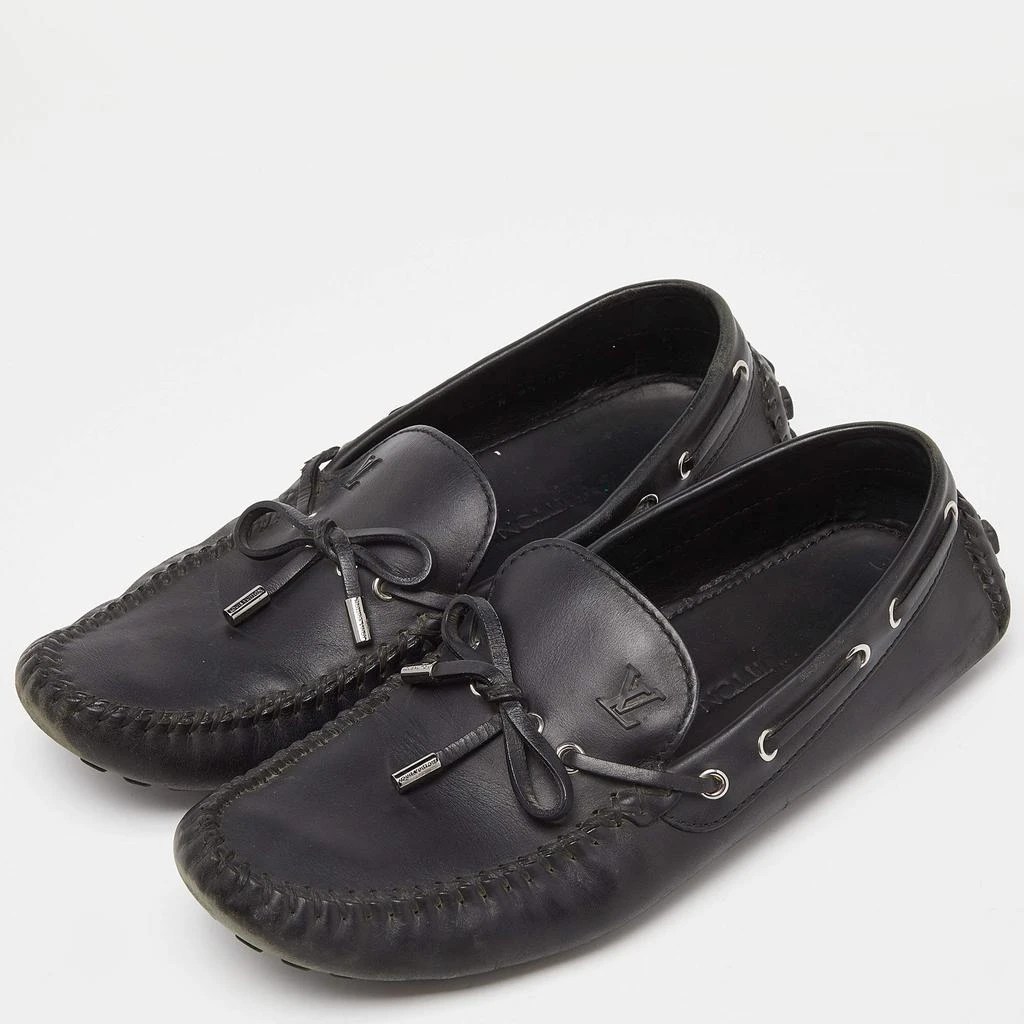 Louis Vuitton Louis Vuitton Black Leather Bow Slip On Loafers Size 43.5 2
