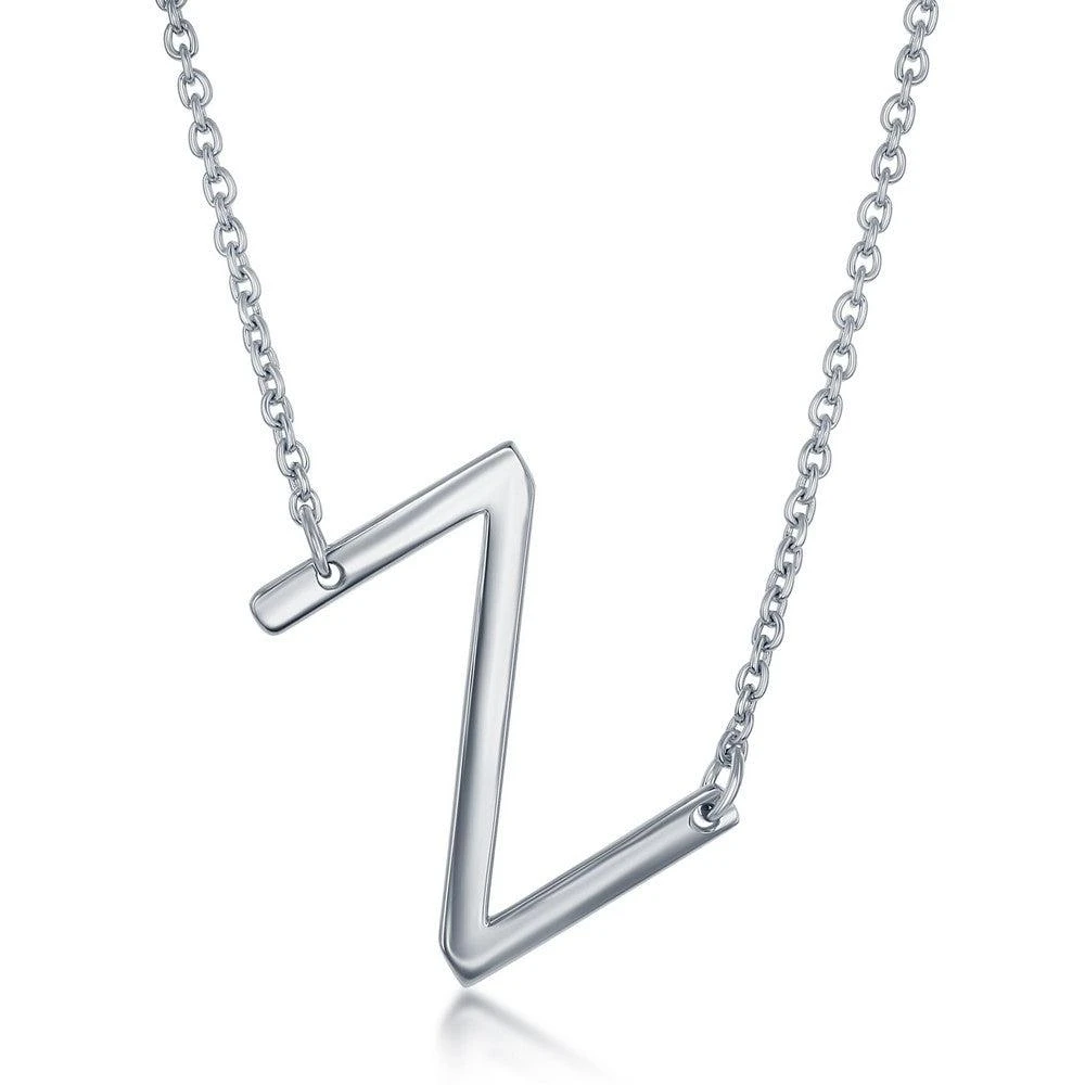 Simona Sterling Silver Sideways Initial Necklace 18