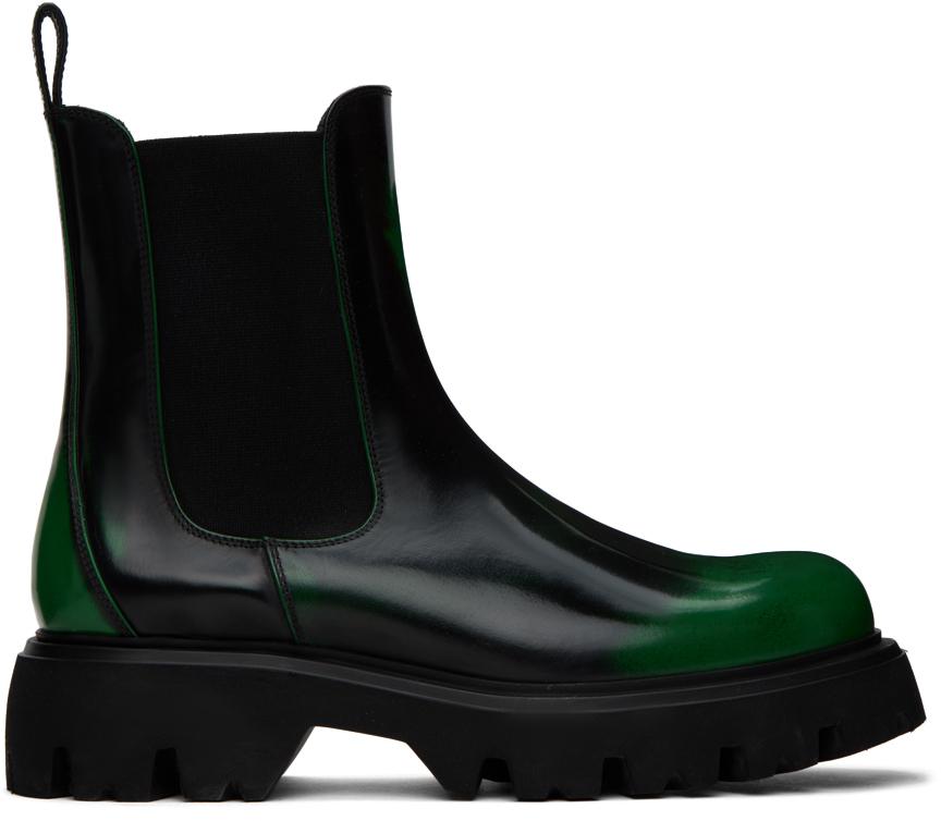 MSGM Black Spray Paint Chelsea Boots