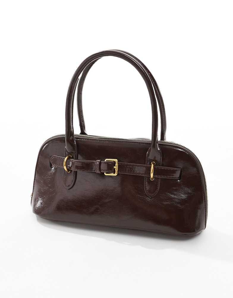 Glamorous Glamorous long shoulder bag with belt detail in burgundy