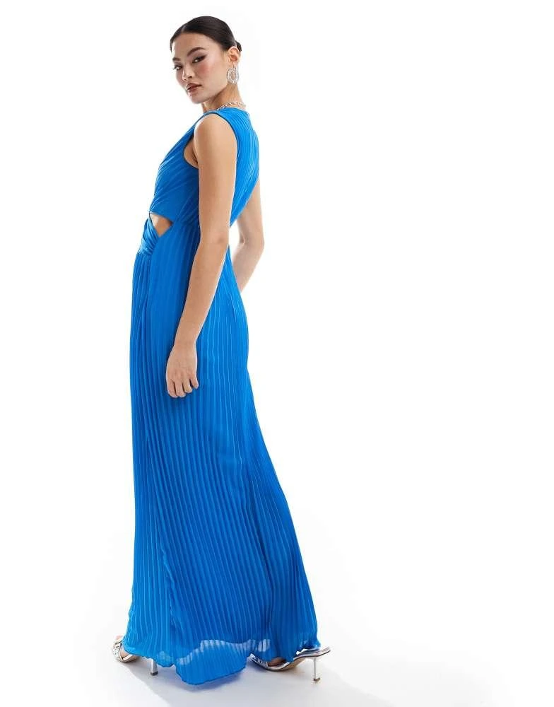 Style Cheat Style Cheat plisse maxi dress with cut out detail in cobalt 3