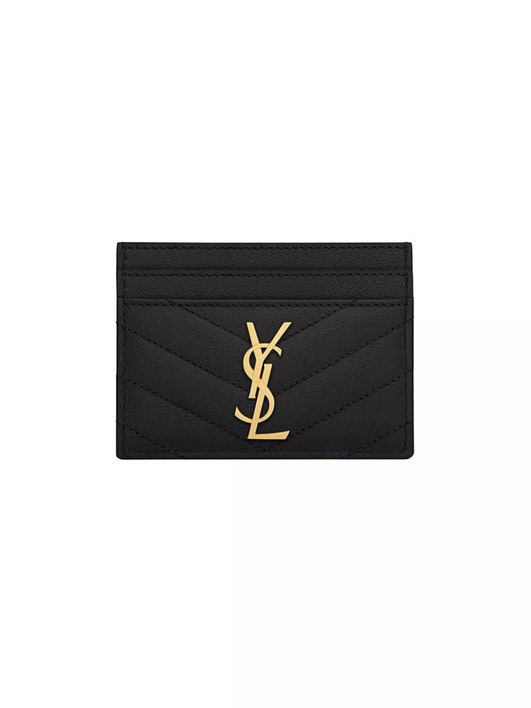 Yves Saint Laurent Cassandre Matelasse Card Case in Grain De Poudre Embossed Leather 1