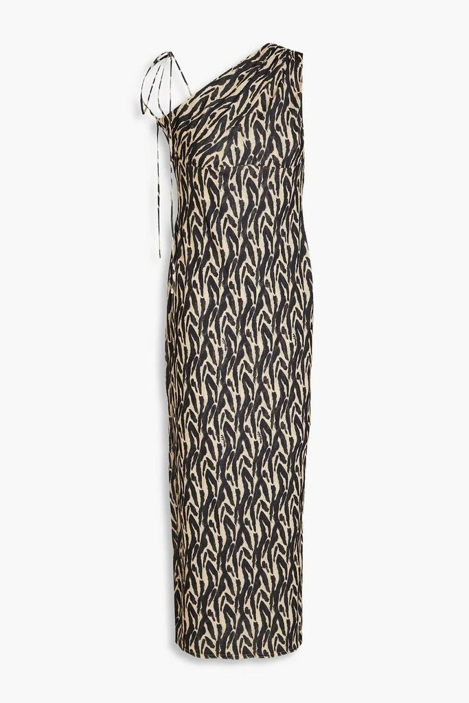 Nanushka One-shoulder leopard-print jersey midi dress 1