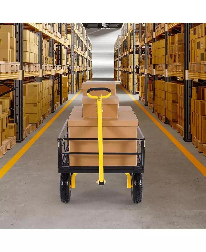 SUGIFT 1200 lb Heavy-Duty Steel Garden Cart with 13" All-Terrain Tires 
Convertible Mesh Sides 2