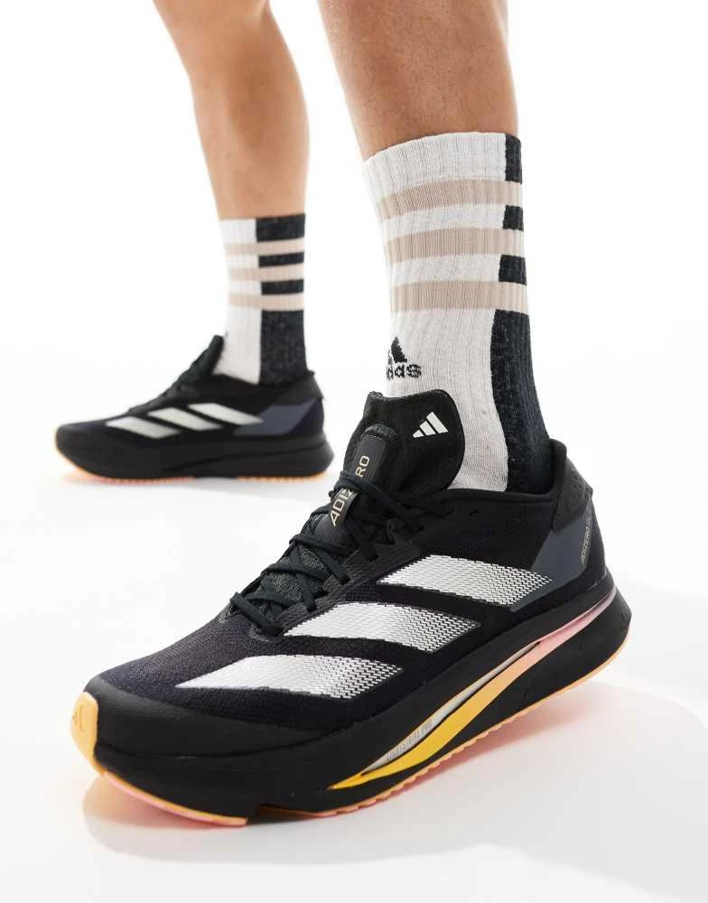 Adidas adidas Running Adizero SL2 trainers in black with orange 1
