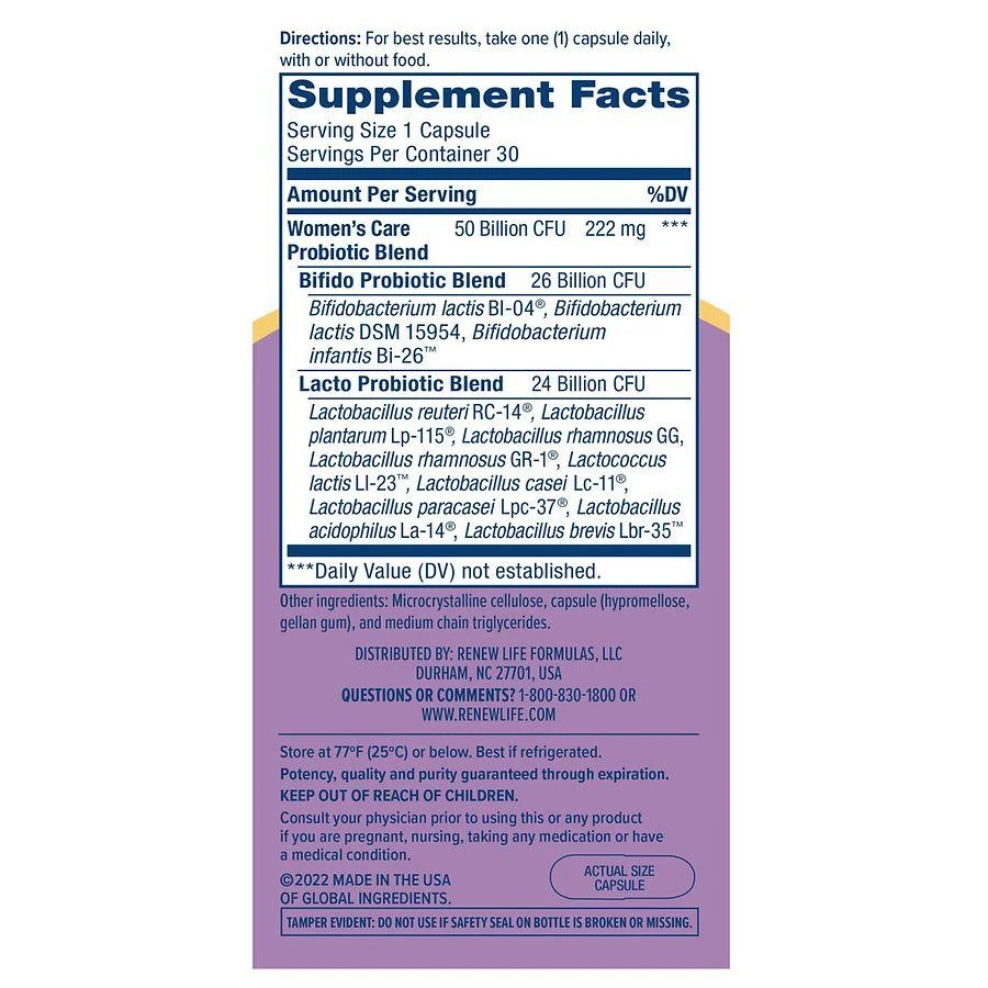 ReNew Life Women's Care Probiotic, 4-in-1, 50 Billion 5
