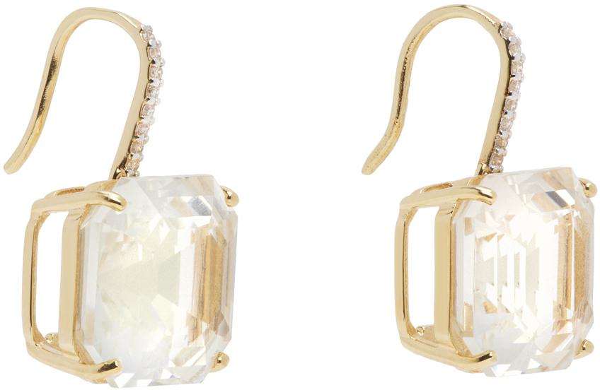MATEO Gold Asscher Cut Topaz Drop Earrings