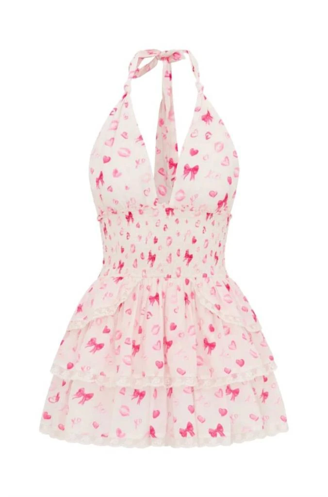 vero moda lana ruffle tiered halter dress POL Halter Lace Patch Ruffle Mini Dress with Adjustable Tie on Back – Reef  Love main image 0