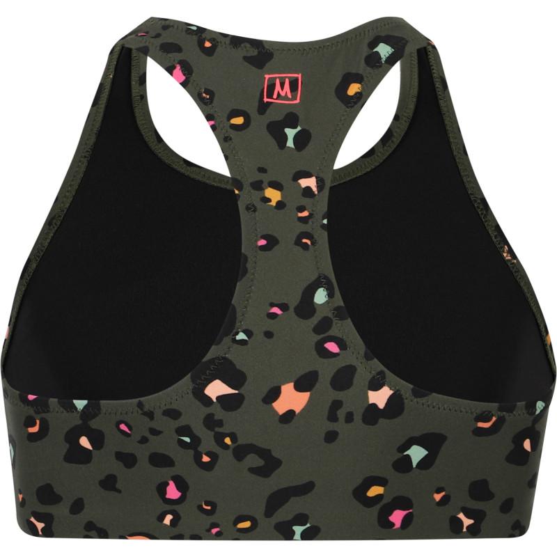 Munster Colorful leopard print sports bra in olive green