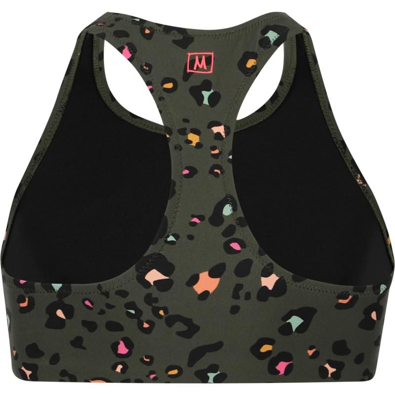 Munster Colorful leopard print sports bra in olive green 2