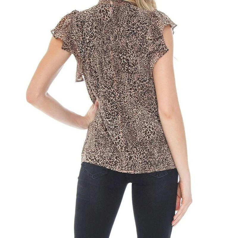 1.State Leopard Muse Smocked Neck Keyhole Blouse In Caramel Multi 2