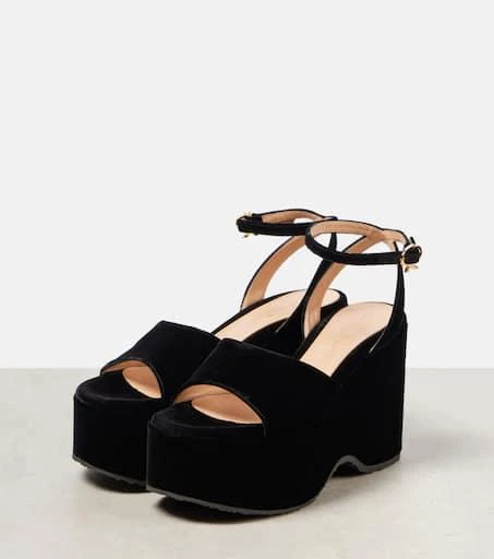 Gianvito Rossi Velvet wedge sandals 4