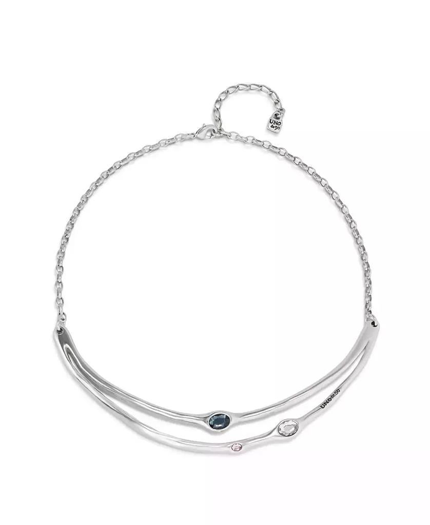 UNOde50 Sterling Silver Plated Metal Alloy Rigid Necklace with Faceted Crystals