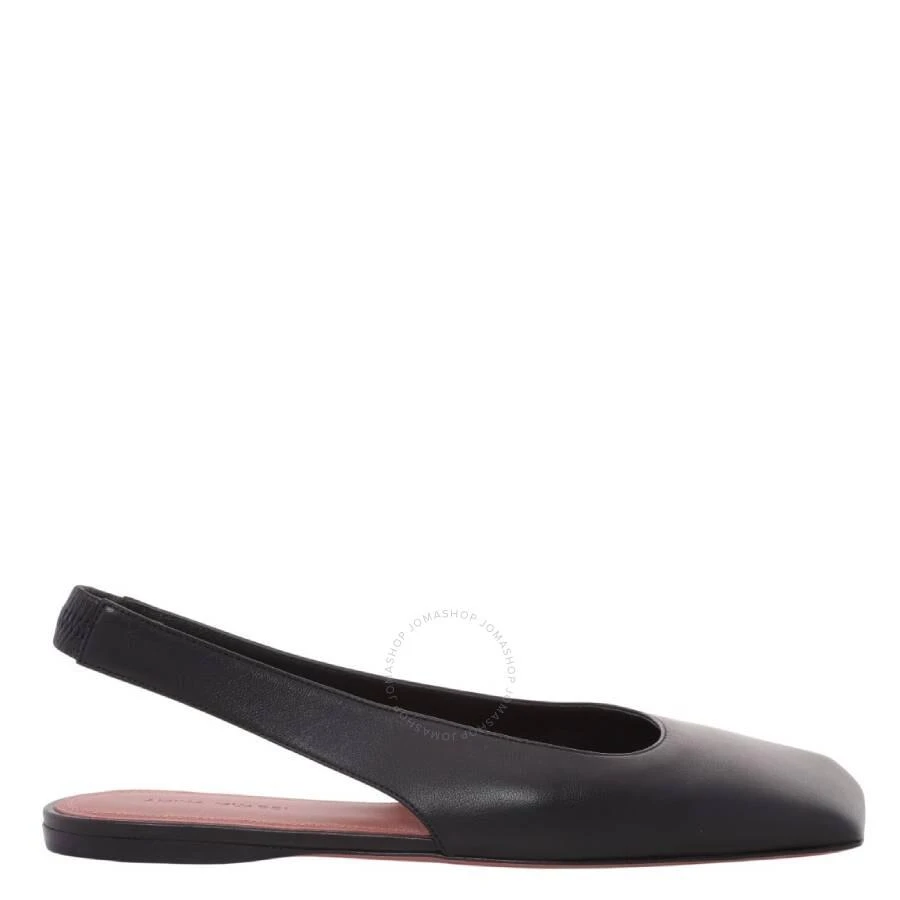 Amina Muaddi Nappa Black Ane Slingback Flats 1